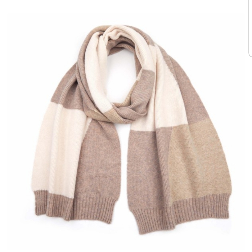 C.C. Color Block Scarf Beige/Taupe